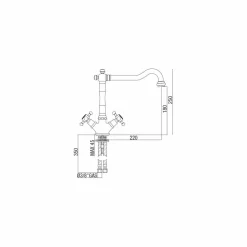 Miscelatore Monoforo per Lavabo in Ottone Design Classico Made in Italy - Castor