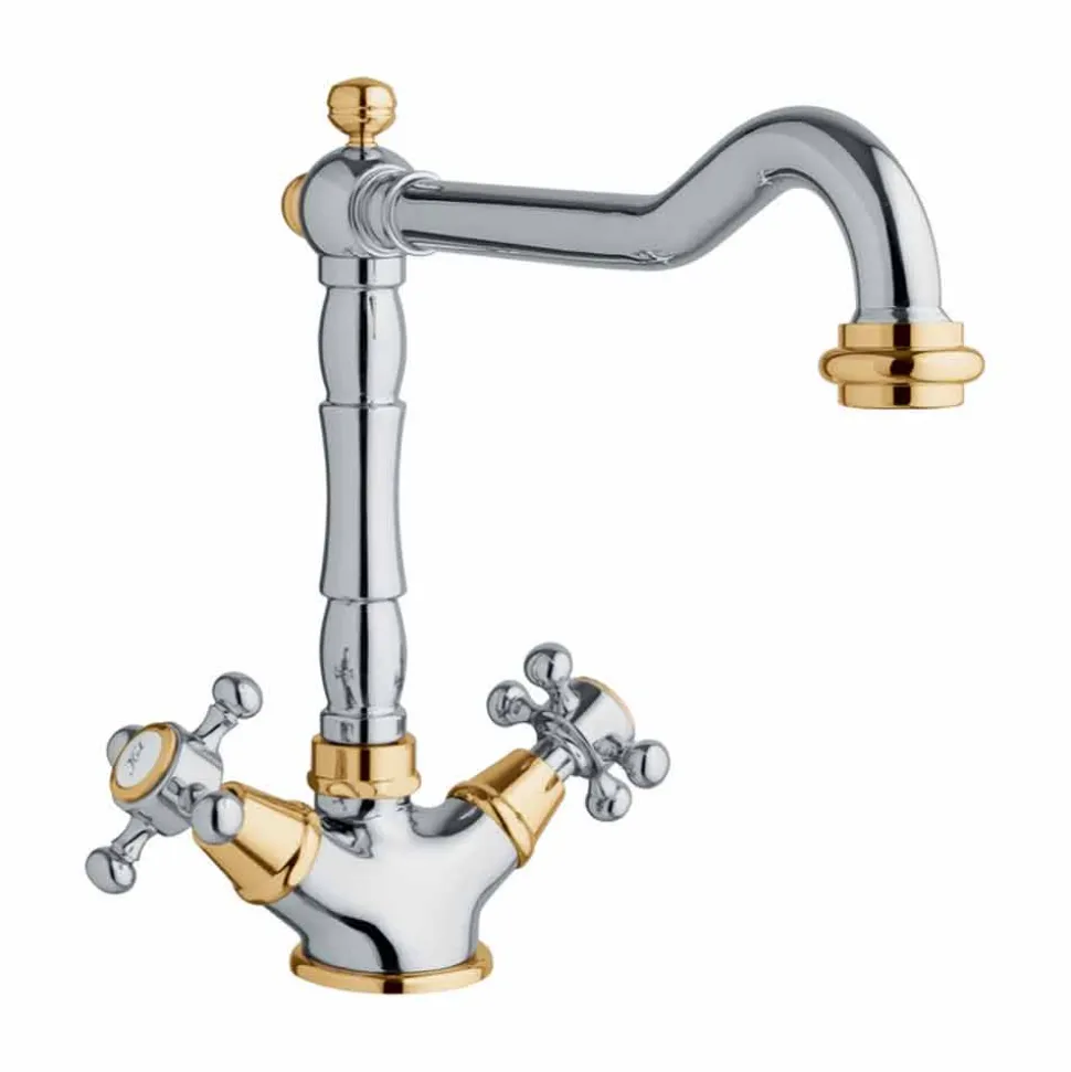 Miscelatore Monoforo per Lavabo in Ottone Design Classico Made in Italy - Castor