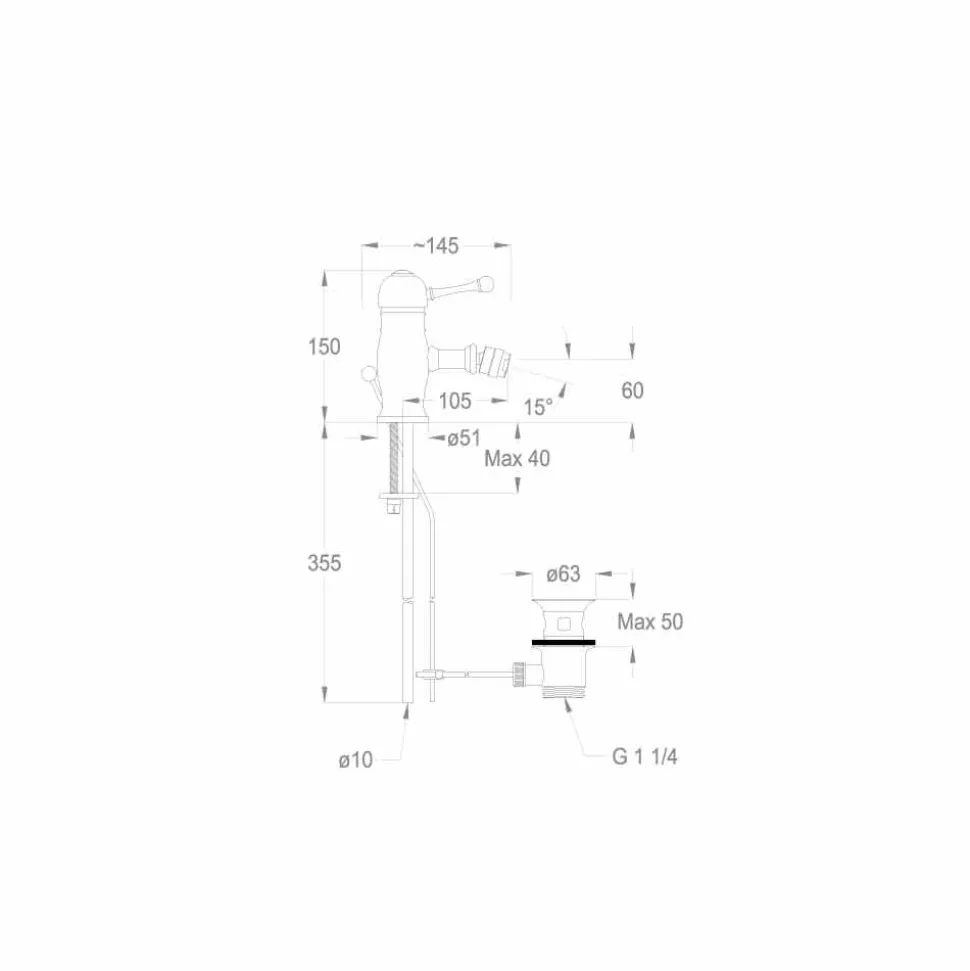 Miscelatore per Bidet di Design Moderno in Ottone Made in Italy - Binsu