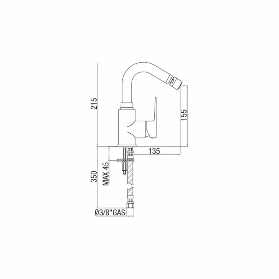 Miscelatore per Bidet Senza Scarico in Ottone Cromato Made in Italy - Sindra