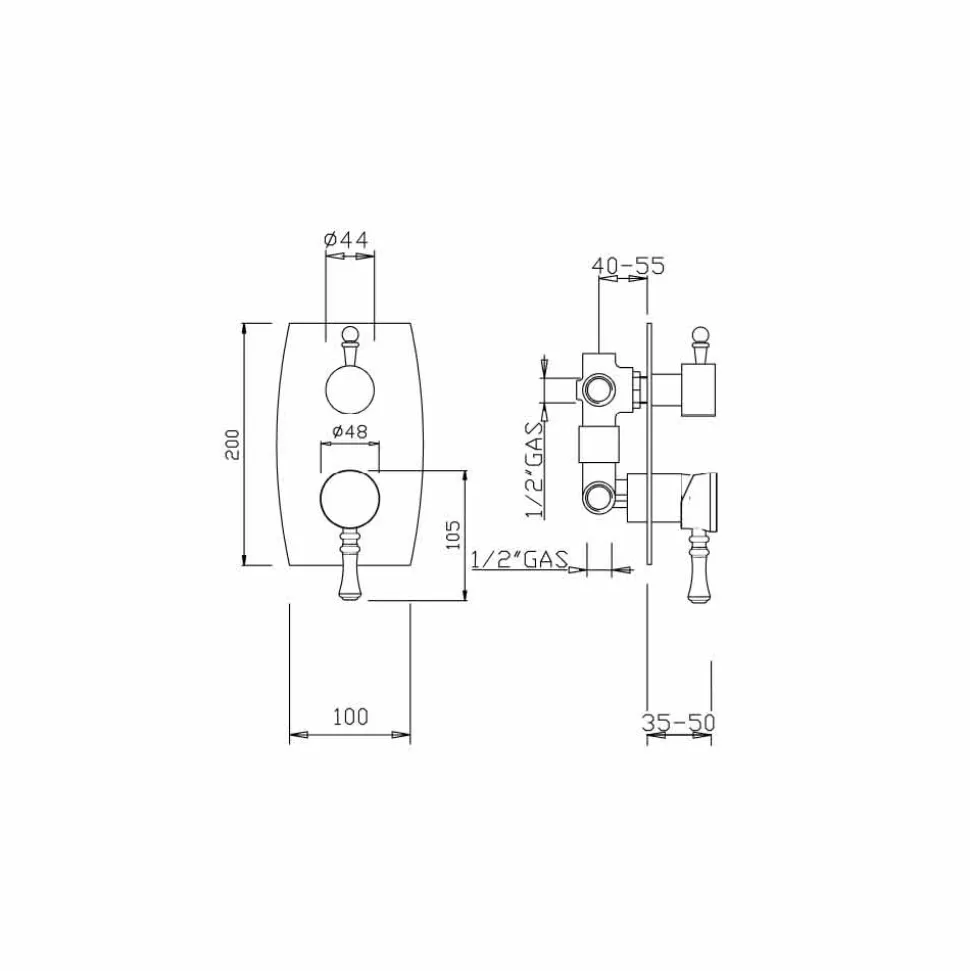 Miscelatore per Doccia con Deviatore a 3 Vie Made in Italy - Neno