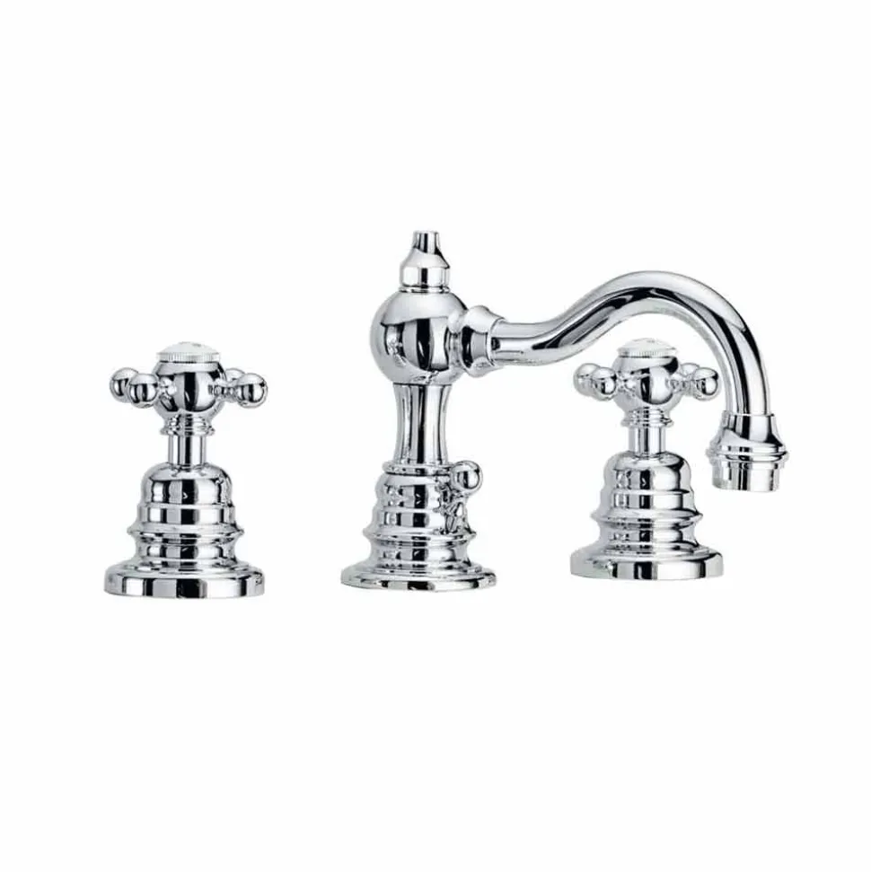 Miscelatore per Lavabo a 3 Fori Alto 130 mm in Ottone Made in Italy - Binsu