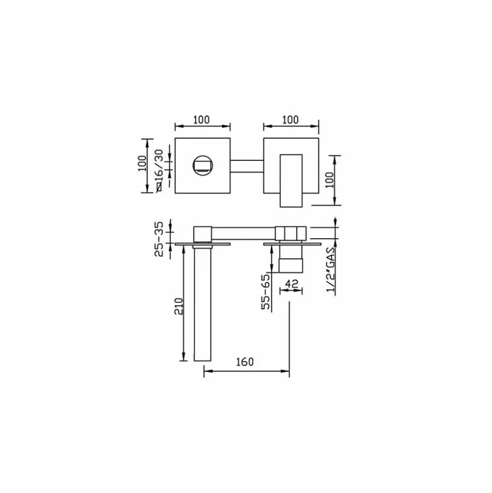 Miscelatore per Lavabo a Muro di Design Made in Italy - Panela