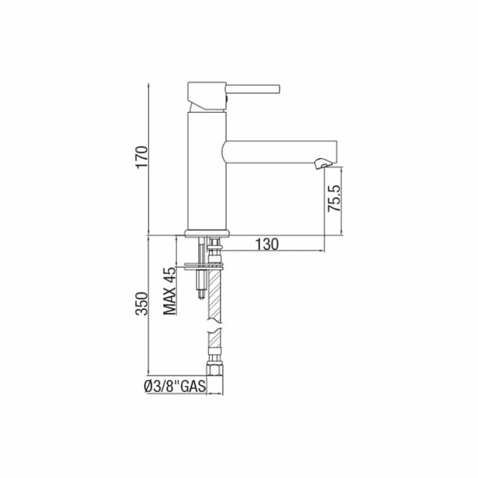 Miscelatore per Lavabo Bagno in Ottone Cromato Moderno Made in Italy - Ermia