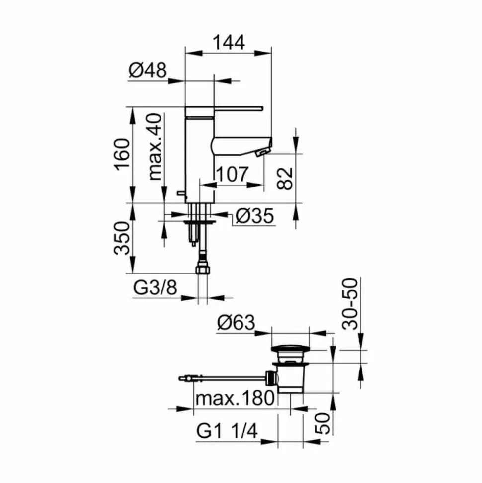 Miscelatore per Lavabo Bagno in Ottone Finitura Cromato, Design Pregiato - Zanio