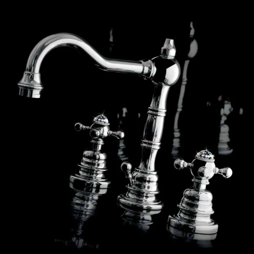 Miscelatore per Lavabo Bagno a Tre Fori in Ottone Moderno Made in Italy - Binsu