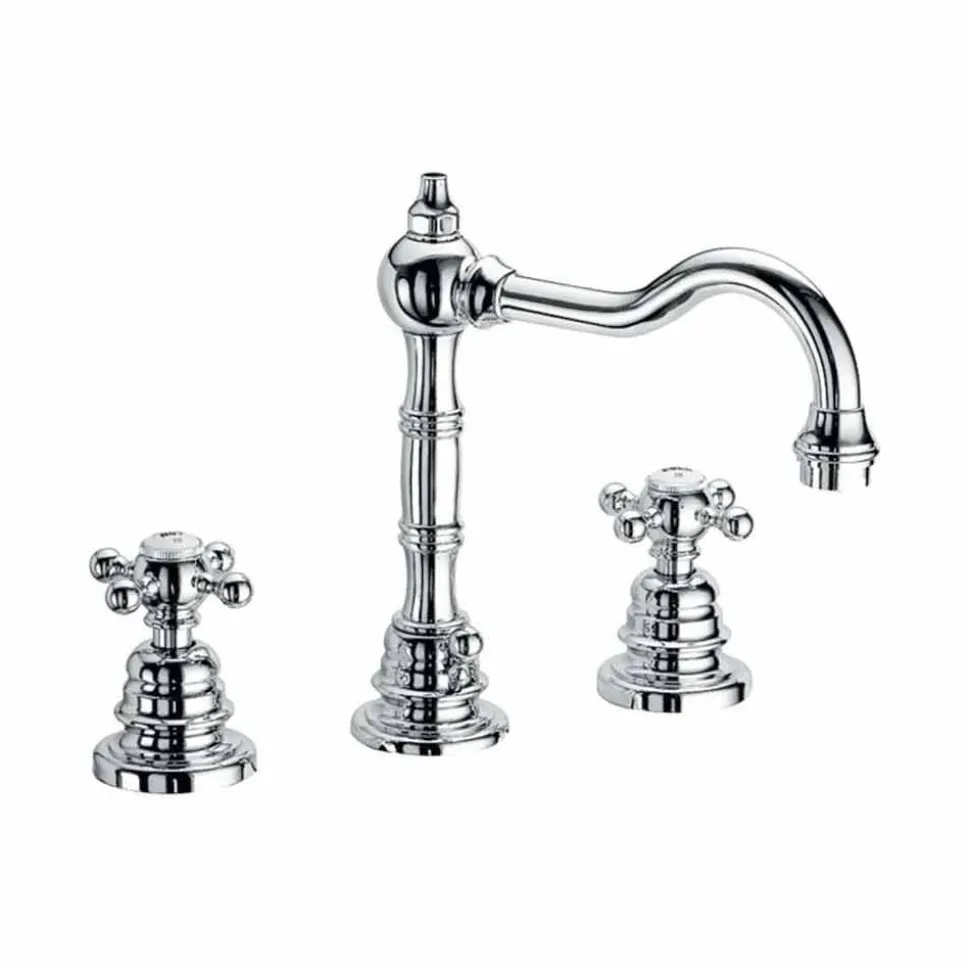 Miscelatore per Lavabo Bagno a Tre Fori in Ottone Moderno Made in Italy - Binsu