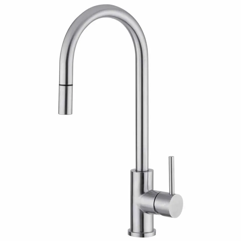 Miscelatore per Lavabo Cucina Orientabile in Acciaio Inox Made in Italy - Lilio
