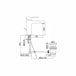 Miscelatore per Lavabo in Ottone Design Moderno Made in Italy - Sindra