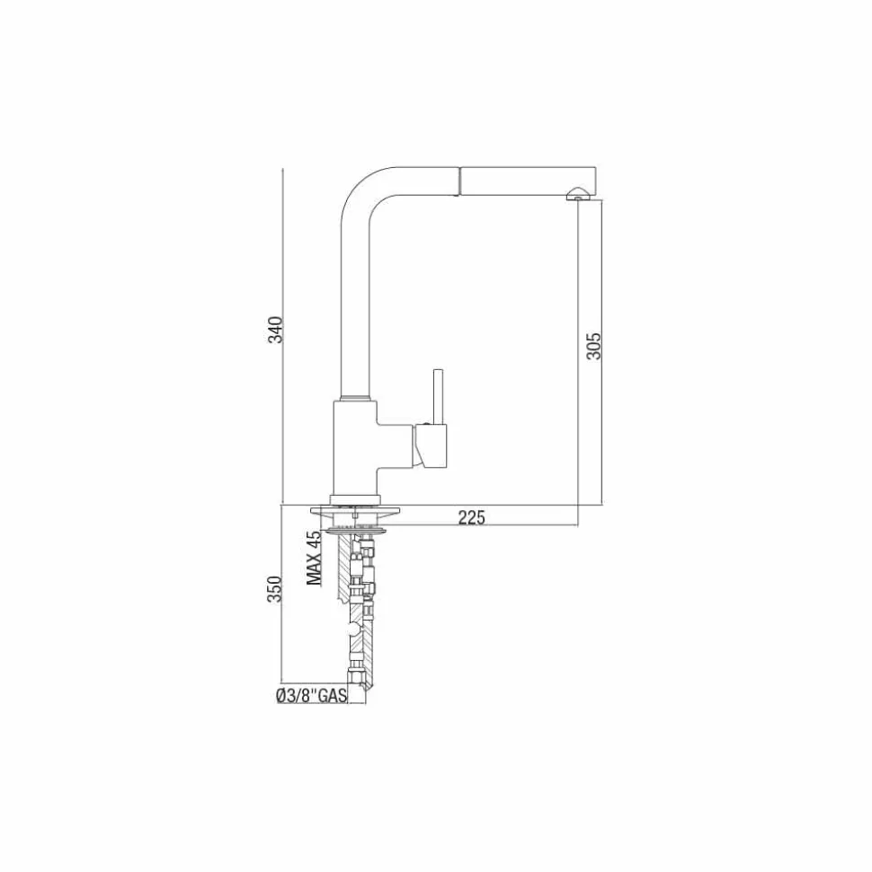 Miscelatore per Lavabo in Ottone con Doccetta in ABS Made in Italy - Kalid