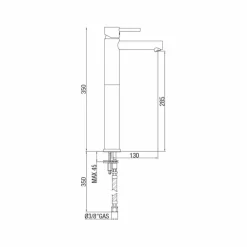 Miscelatore Prolungato per Lavabo in Ottone Senza Scarico Made in Italy - Ermia