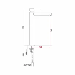 Miscelatore Prolungato per Lavabo in Ottone Senza Scarico Made in Italy - Ermia
