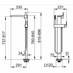 Miscelatore Vasca Freestanding con Doccetta e Tubo Flessibile, di Lusso - Etto