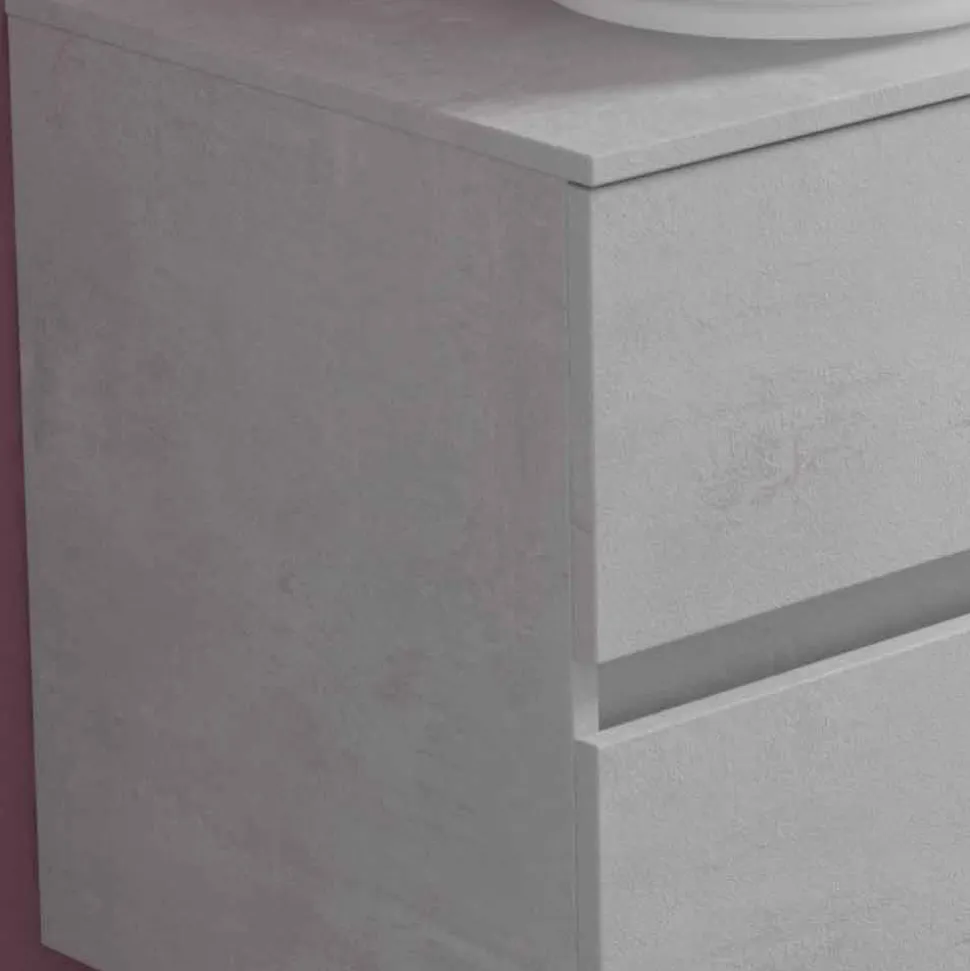 Mobile Arredo Bagno a Sospensione e Lavabo Ovale, Design Moderno - Cesiro