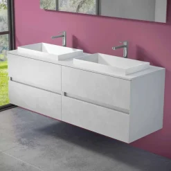 Mobile Arredo Bagno Sospeso con Lavabo Doppio a Incasso, Design Moderno - Dumbo