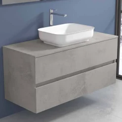 Mobile a Sospensione per il Bagno con Lavabo, Design in 4 Finiture - Paoletto