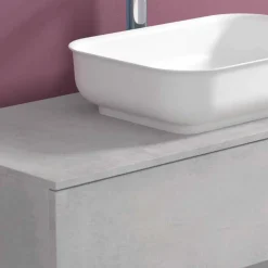 Mobile a Sospensione per il Bagno con Lavabo, Design in 4 Finiture - Paoletto