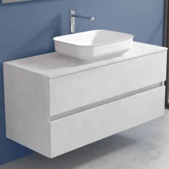 Mobile a Sospensione per il Bagno con Lavabo, Design in 4 Finiture - Paoletto