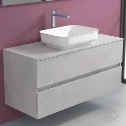 Mobile a Sospensione per il Bagno con Lavabo, Design in 4 Finiture - Paoletto
