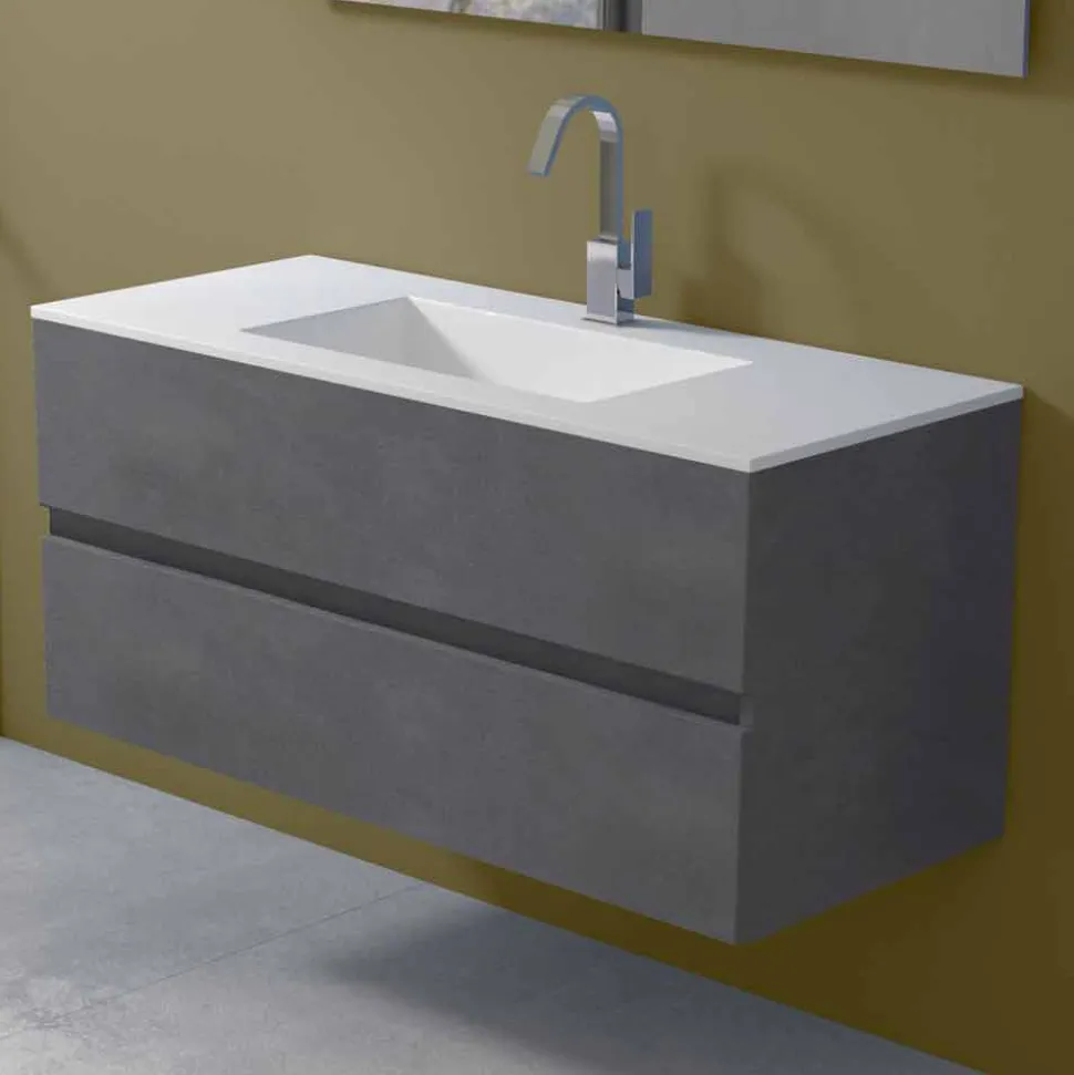 Mobile a Sospensione per il Bagno con Lavabo Integrato in 3 Dimensioni - Marione