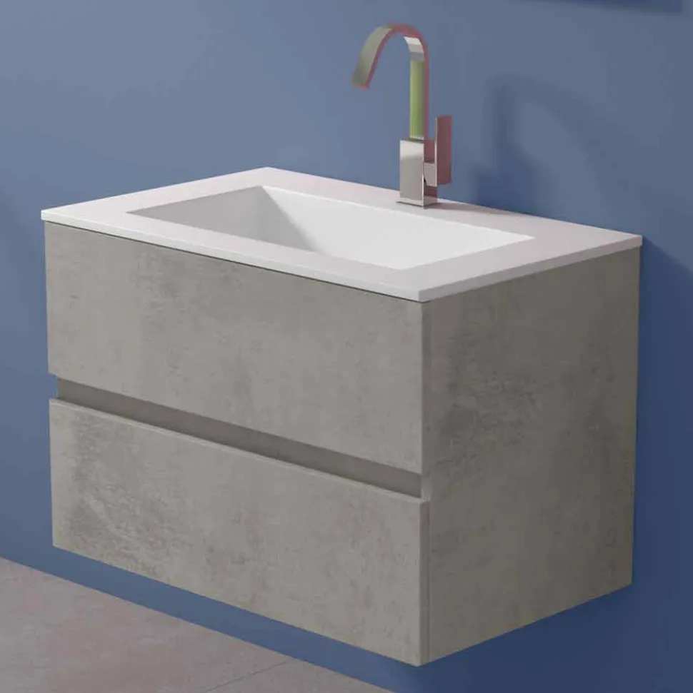 Mobile a Sospensione per il Bagno con Lavabo Integrato in 3 Dimensioni - Marione