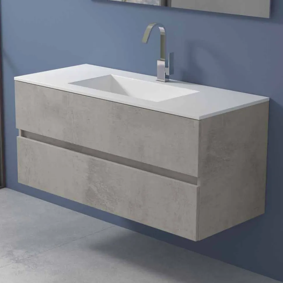 Mobile a Sospensione per il Bagno con Lavabo Integrato in 3 Dimensioni - Marione