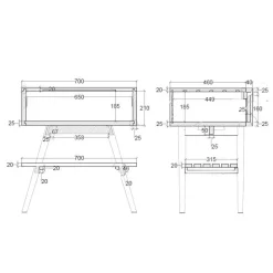 Mobile Bagno a Terra in Teak Naturale con Cassetto in Mogano Bianco - Gatien