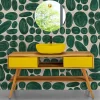 Mobile Bagno a Terra in Teak Naturale con 2 Cassetti Gialli  - Hamadou