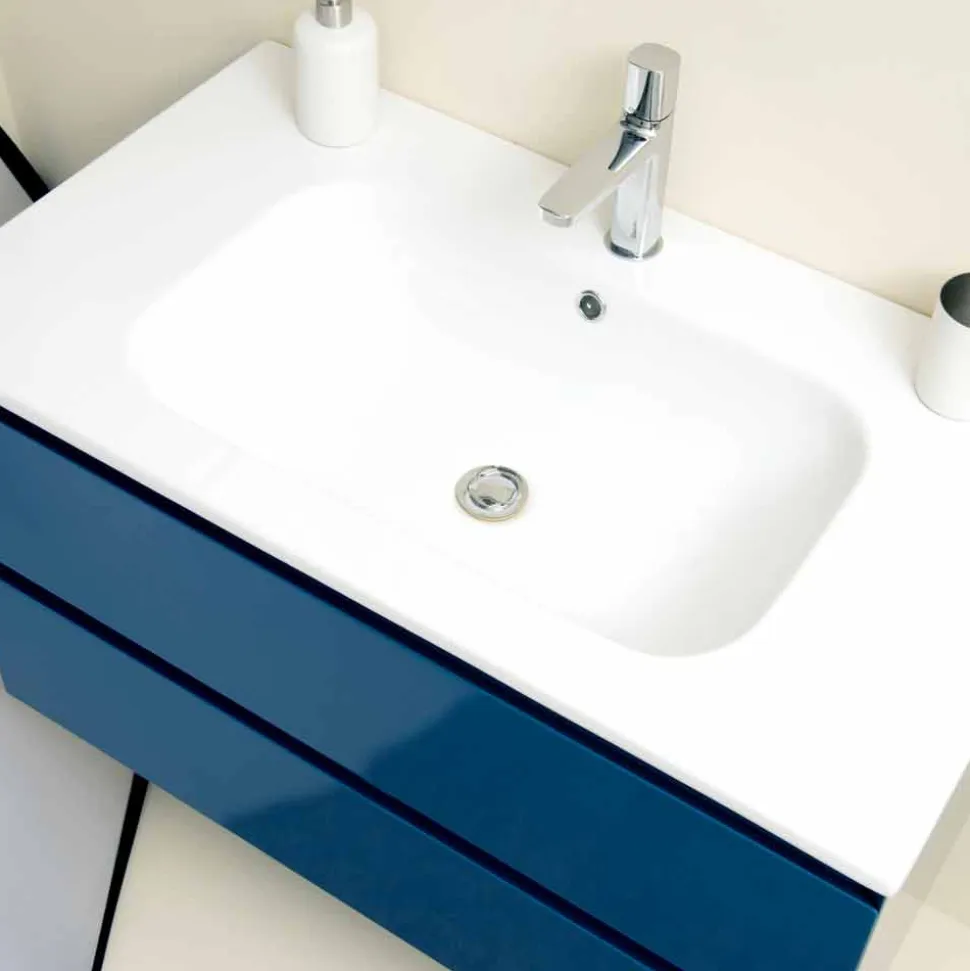 Mobile Bagno 90 cm, Lavabo e Specchio Moderni – Becky