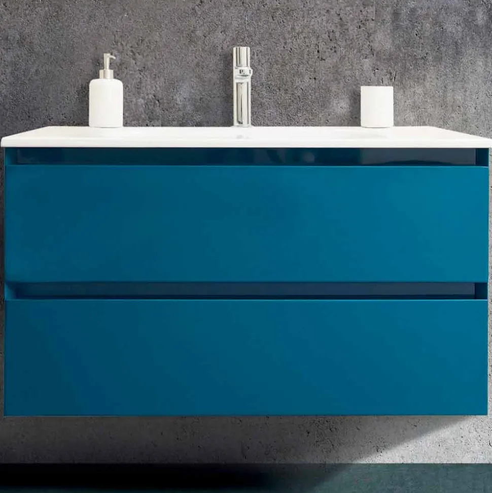 Mobile Bagno 90 cm, Lavabo e Specchio Moderni – Becky