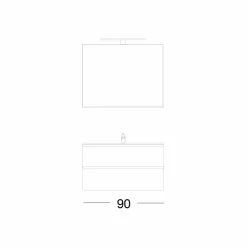 Mobile Bagno 90 cm, Lavabo e Specchio Moderni – Becky