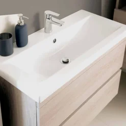 Mobile Bagno 80 cm, Lavabo, Specchio e 2 Colonne – Becky