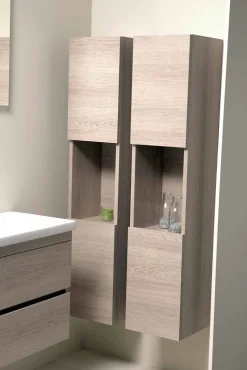 Mobile Bagno 80 cm, Lavabo, Specchio e 2 Colonne – Becky