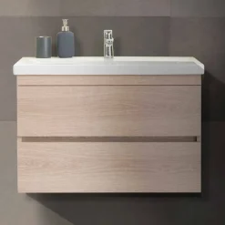 Mobile Bagno 80 cm, Lavabo, Specchio e 2 Colonne – Becky