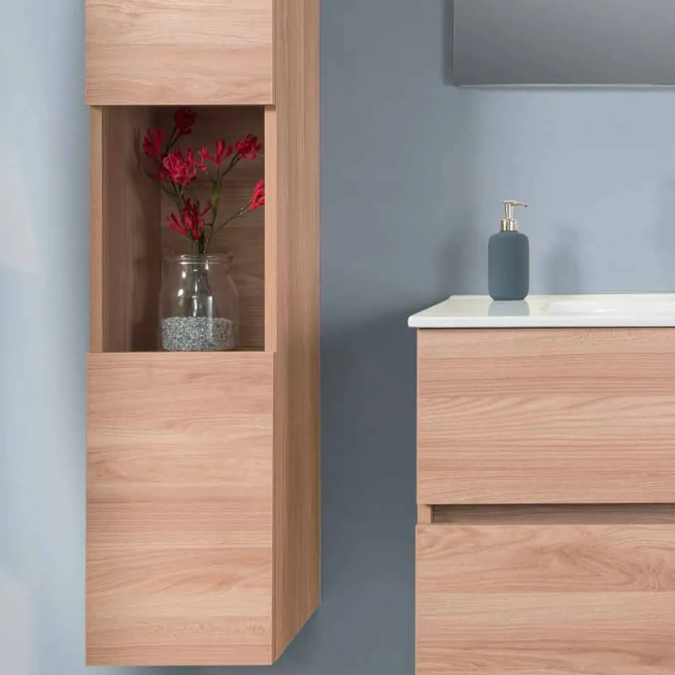 Mobile Bagno 90 cm, Lavabo, Specchio e Colonna – Becky