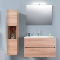 Mobile Bagno 90 cm, Lavabo, Specchio e Colonna – Becky