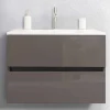 Mobile Bagno 80 cm, Lavabo, Specchio e Colonna Ecrù – Becky