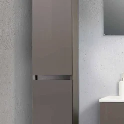 Mobile Bagno 80 cm, Lavabo, Specchio e Colonna Ecrù – Becky