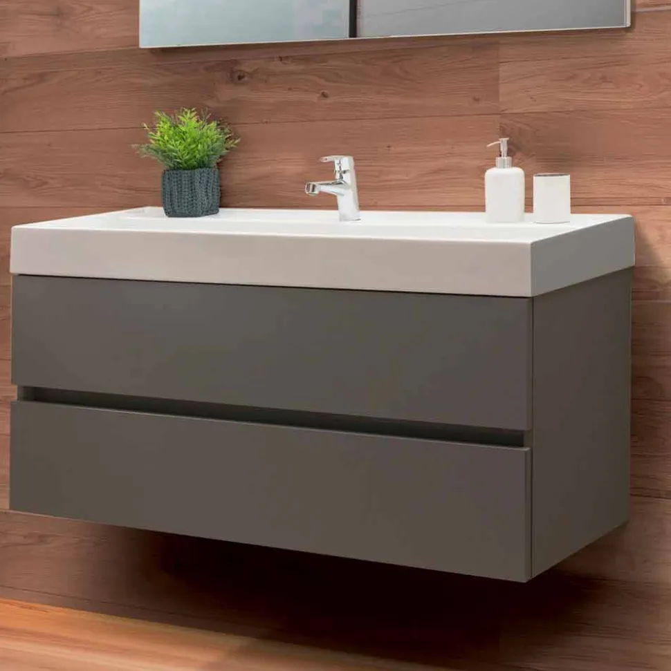 Mobile Bagno 120 cm, Specchio e Lavabo – Becky