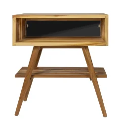 Mobile Bagno con Struttura in Teak Naturale e Cassetto in Mogano  - Gatien