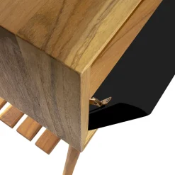 Mobile Bagno con Struttura in Teak Naturale e Cassetto in Mogano  - Gatien