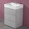 Mobile Bagno da Terra Design Moderno in Laminato con Lavabo in Resina - Pompei