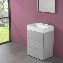 Mobile Bagno da Terra Design Moderno in Laminato con Lavabo in Resina - Pompei