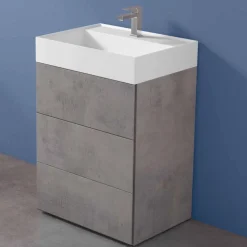 Mobile Bagno da Terra Design Moderno in Laminato con Lavabo in Resina - Pompei
