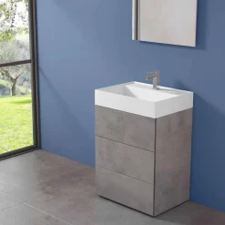 Mobile Bagno da Terra Design Moderno in Laminato con Lavabo in Resina - Pompei