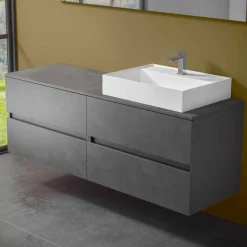 Mobile Bagno Design Moderno con Lavabo da Appoggio Dx o Sx 4 Finiture - Alchimeo