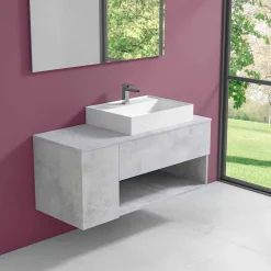 Mobile Bagno Design Sospeso con Lavabo da Appoggio Stile Moderno - Pistillo