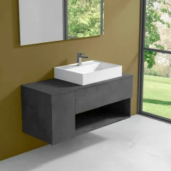 Mobile Bagno Design Sospeso con Lavabo da Appoggio Stile Moderno - Pistillo