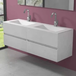Mobile Bagno Doppio Lavabo, Design Moderno Sospeso in 4 Finiture - Doppietto