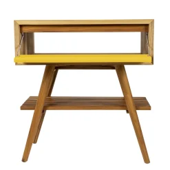 Mobile Bagno in Teak Naturale con Cassetto Giallo a Ribaltina - Gatien